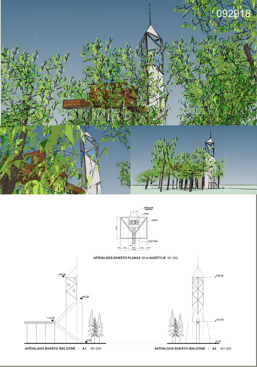 Medžių lajų tako Anykščiuose konkursas LAS architektų sąjunga